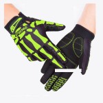Windproof and thermal gloves, XL size, skeleton - bone design, black - green color